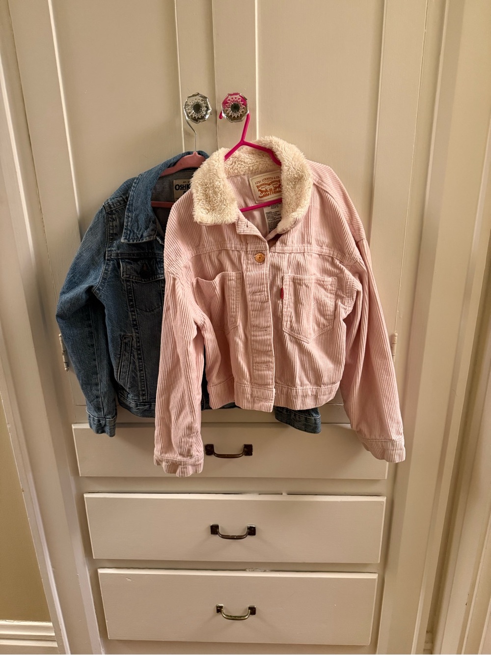Levi's Pink Corduroy Sherpa-Collar Jean Jacket